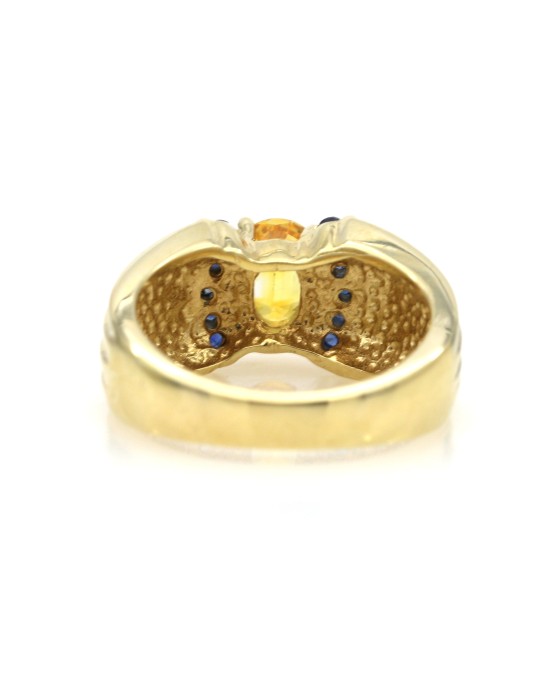 Yellow and Blue Sapphire Fluted Ring